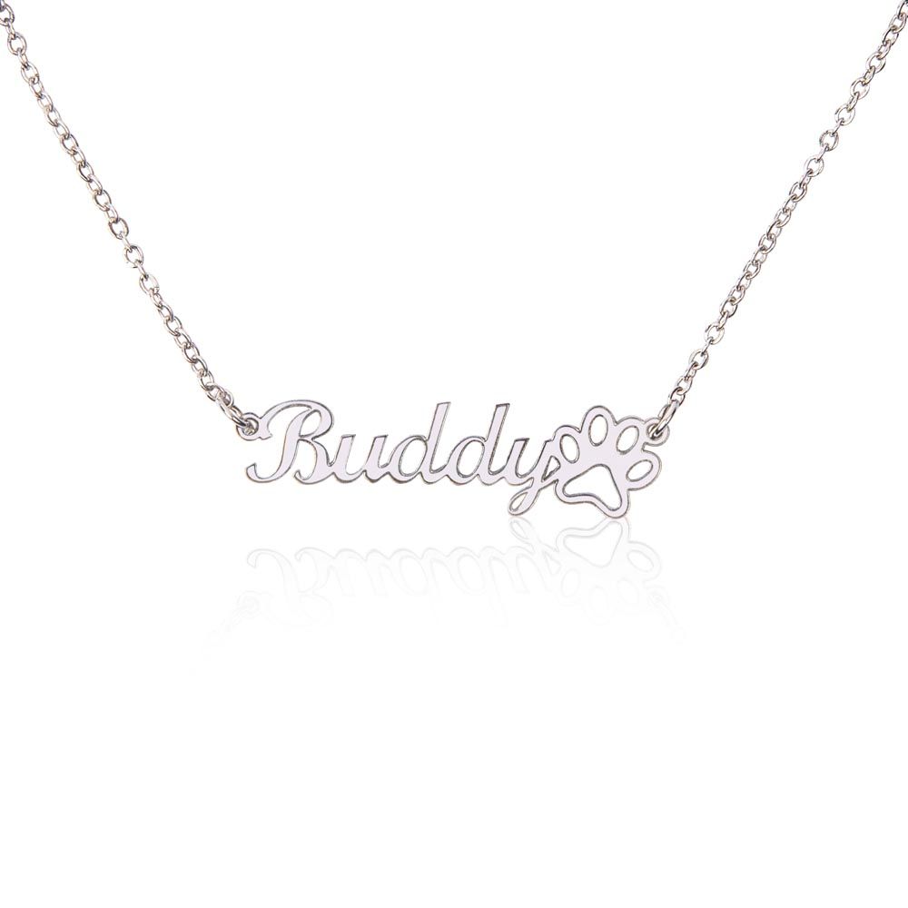 Name Necklace with Paw Print