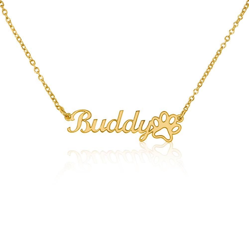 Name Necklace with Paw Print