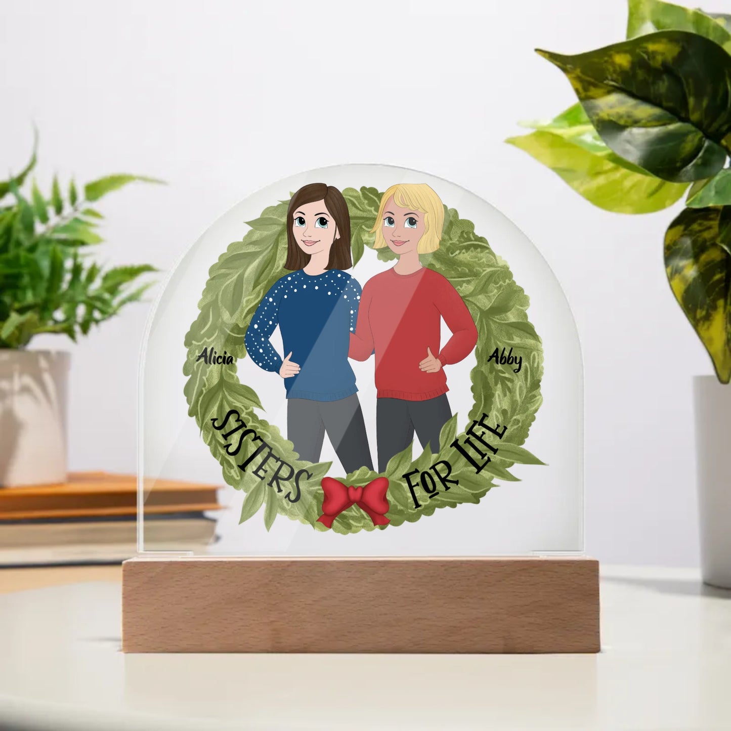 Personalized Sisters For Life Acrylic Dome Plaque