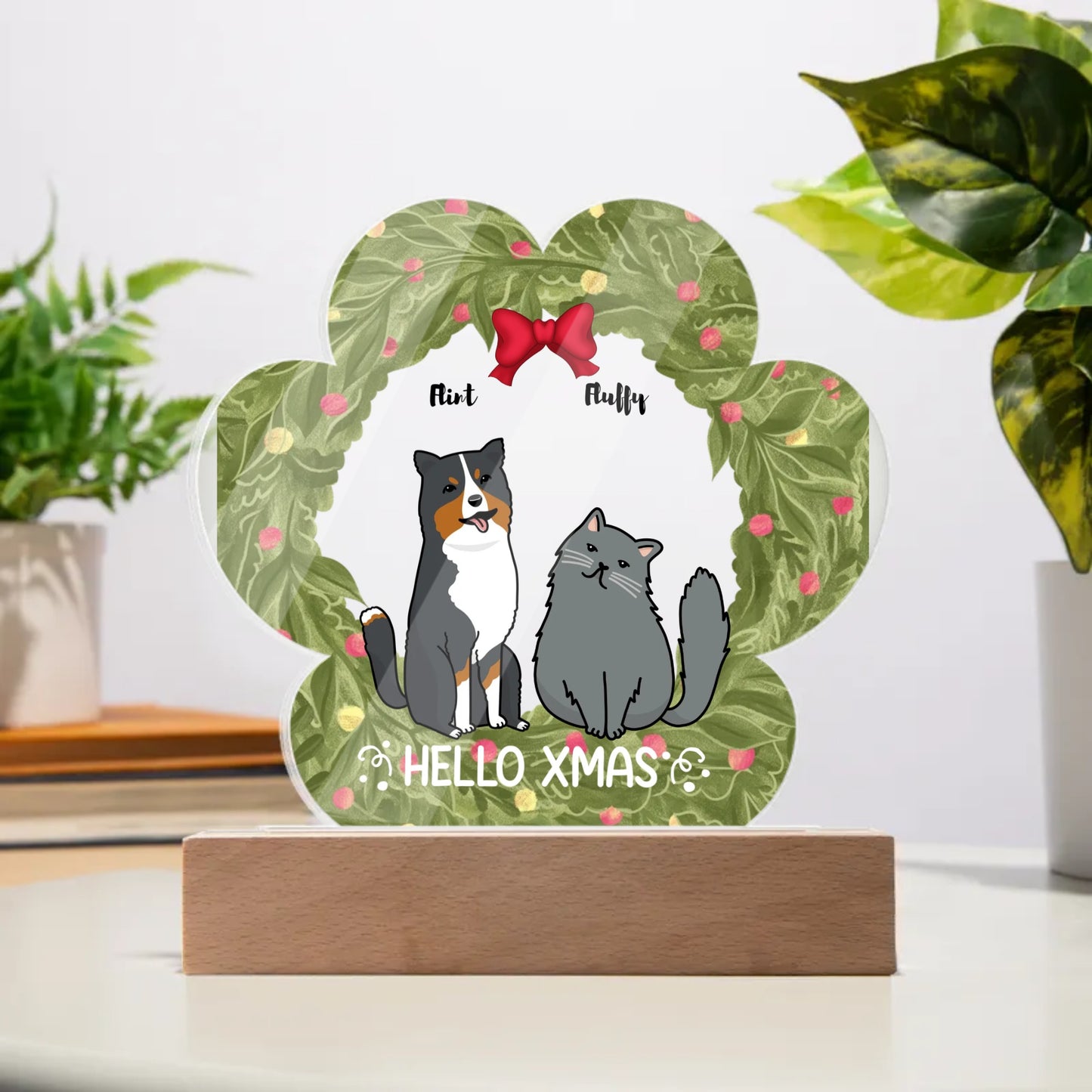 Personalized Pet Hello Xmas Acrylic Paw Plaque