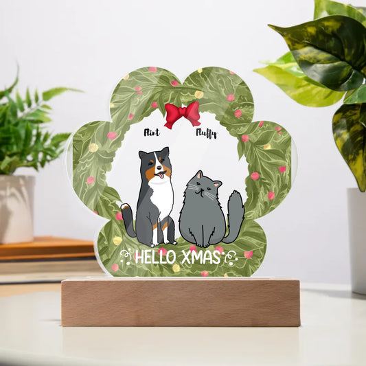 Personalized Pet Hello Xmas Acrylic Paw Plaque