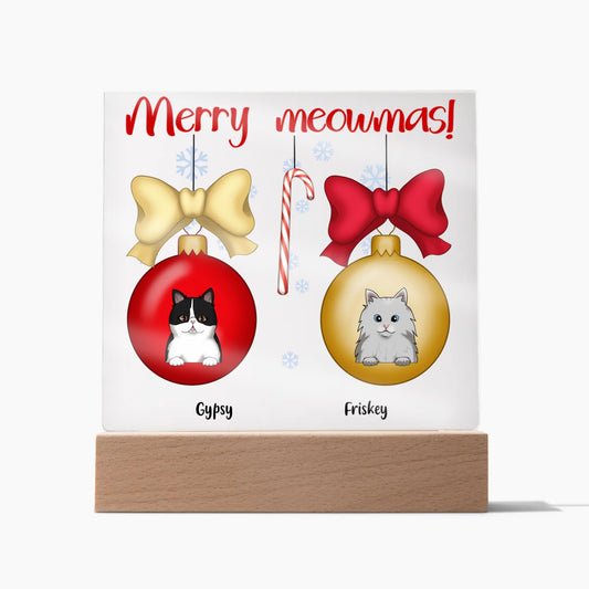 Personalized Merry Meowmas Acrylic Square Plaque