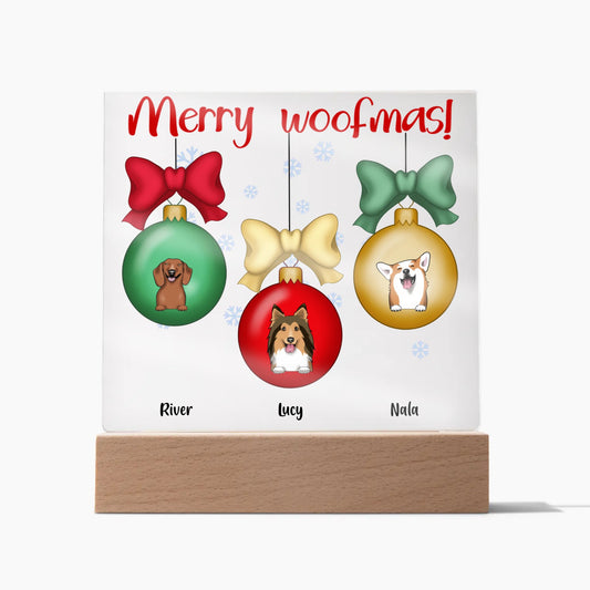 Personalized Merry Woofmas Acrylic Square Plaque