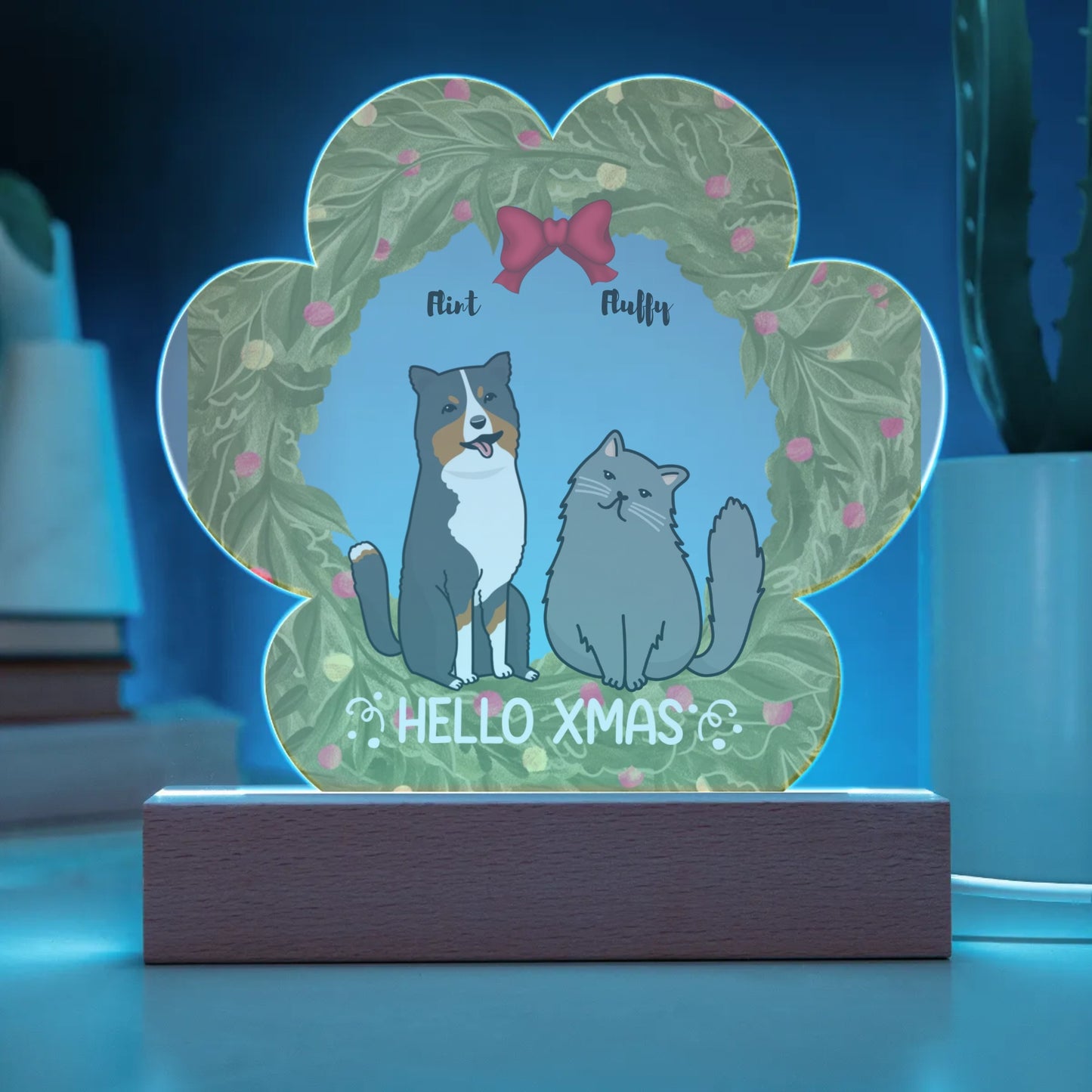 Personalized Pet Hello Xmas Acrylic Paw Plaque