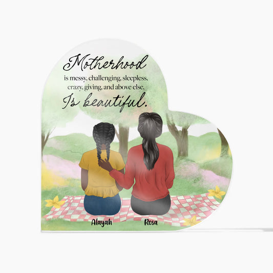 Personalized Motherhood is Beautiful Acrylic Heart