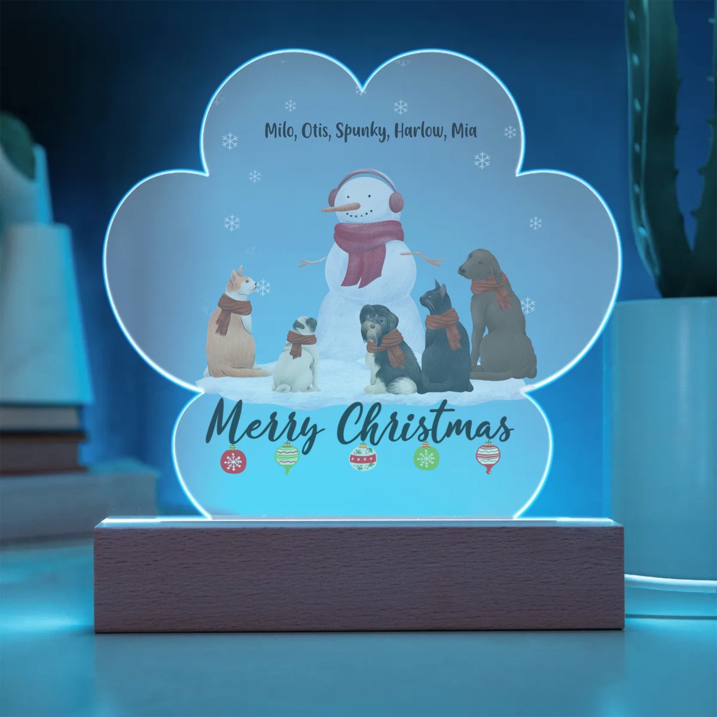 Personalized Pet Merry Christmas Acrylic Paw Plaque