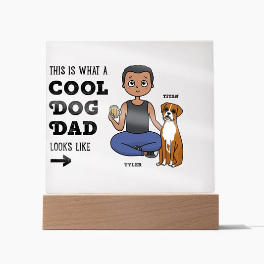 Personalized Cool Dog Dad Acrylic Square Plaque