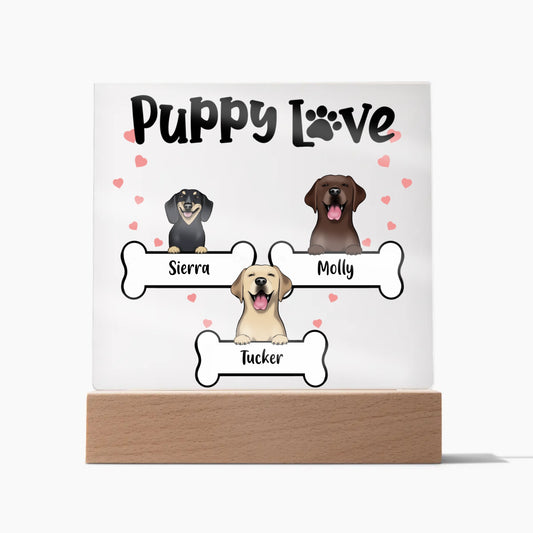 Personalized Puppy Love Acrylic Square Plaque