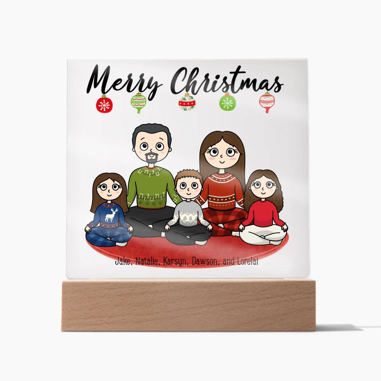 Personalized Family Merry Christmas Acrylic Square Plaque