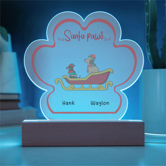 Personalized Santa Paws Acrylic Paw Plaque